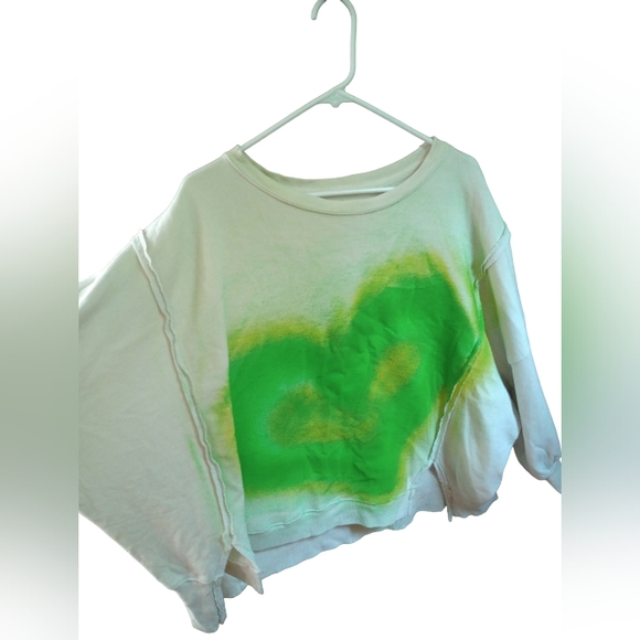 Free People Sweaters - Free People Camden Custom Green Painted Heart Design Size Large